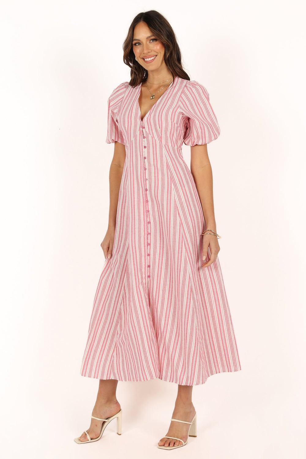 Petal and Pup USA DRESSES Prairie Midi Dress - Pink Stripe
