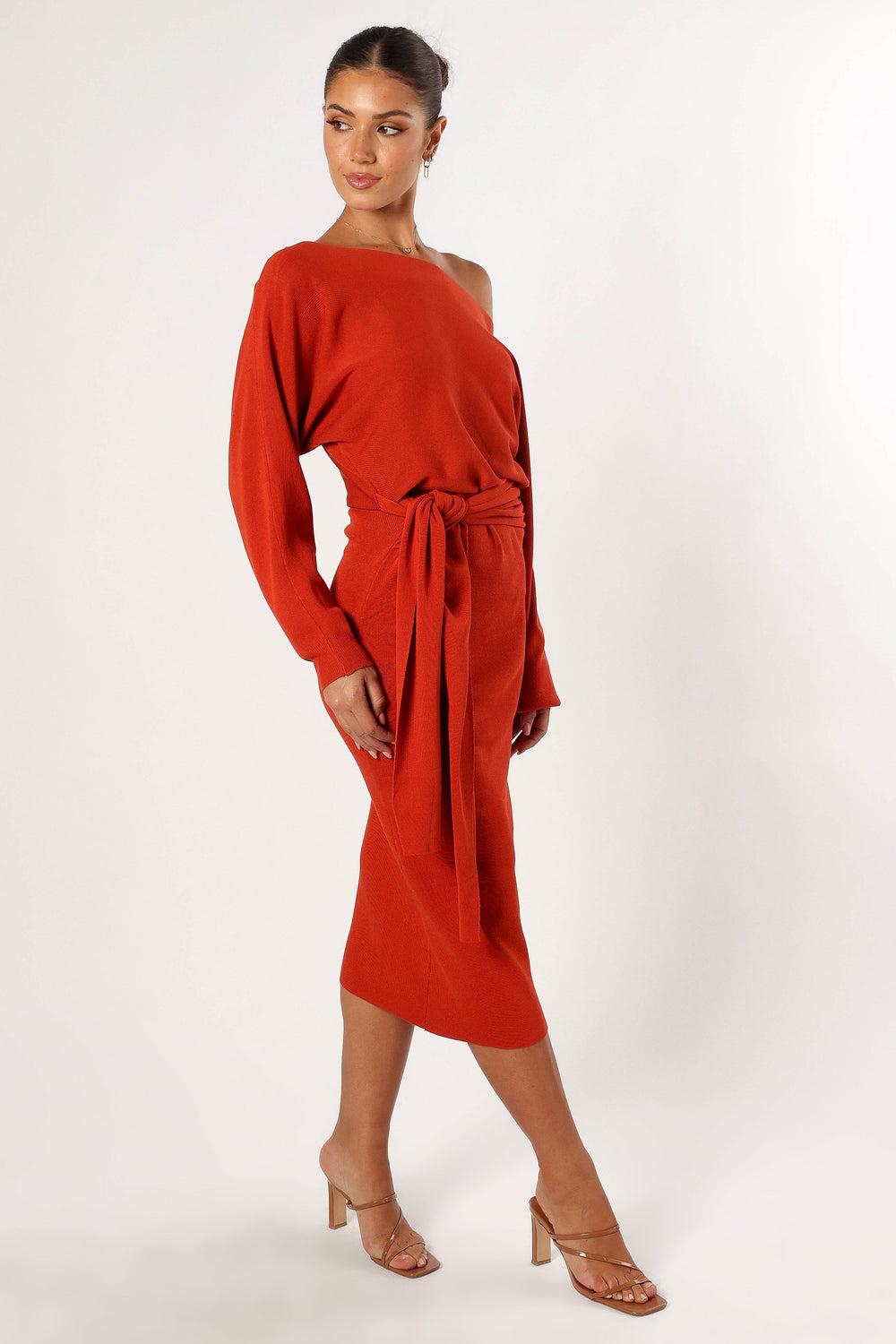 Prancer Off Shoulder Midi Dress - Red - Petal & Pup USA