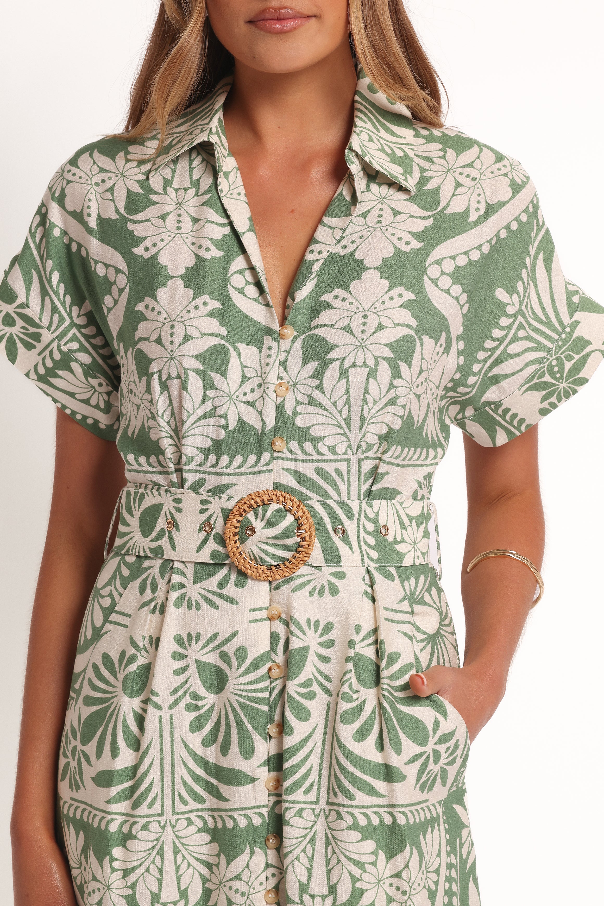 Petal and Pup USA DRESSES Preston Midi Dress - Green Floral