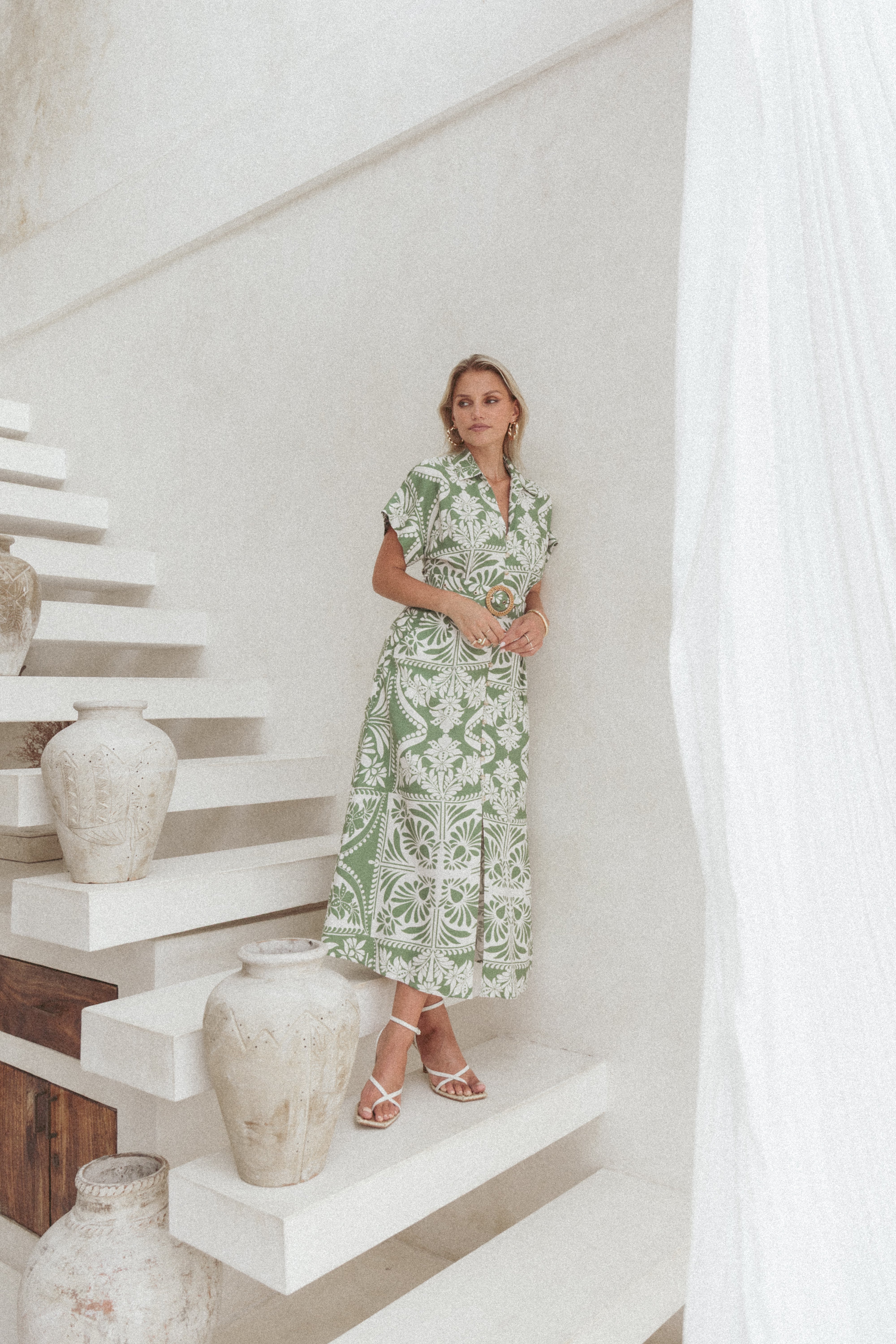 Petal and Pup USA DRESSES Preston Midi Dress - Green Floral