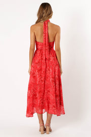 Petal and Pup USA DRESSES Primrose Halterneck Maxi Dress - Red Floral