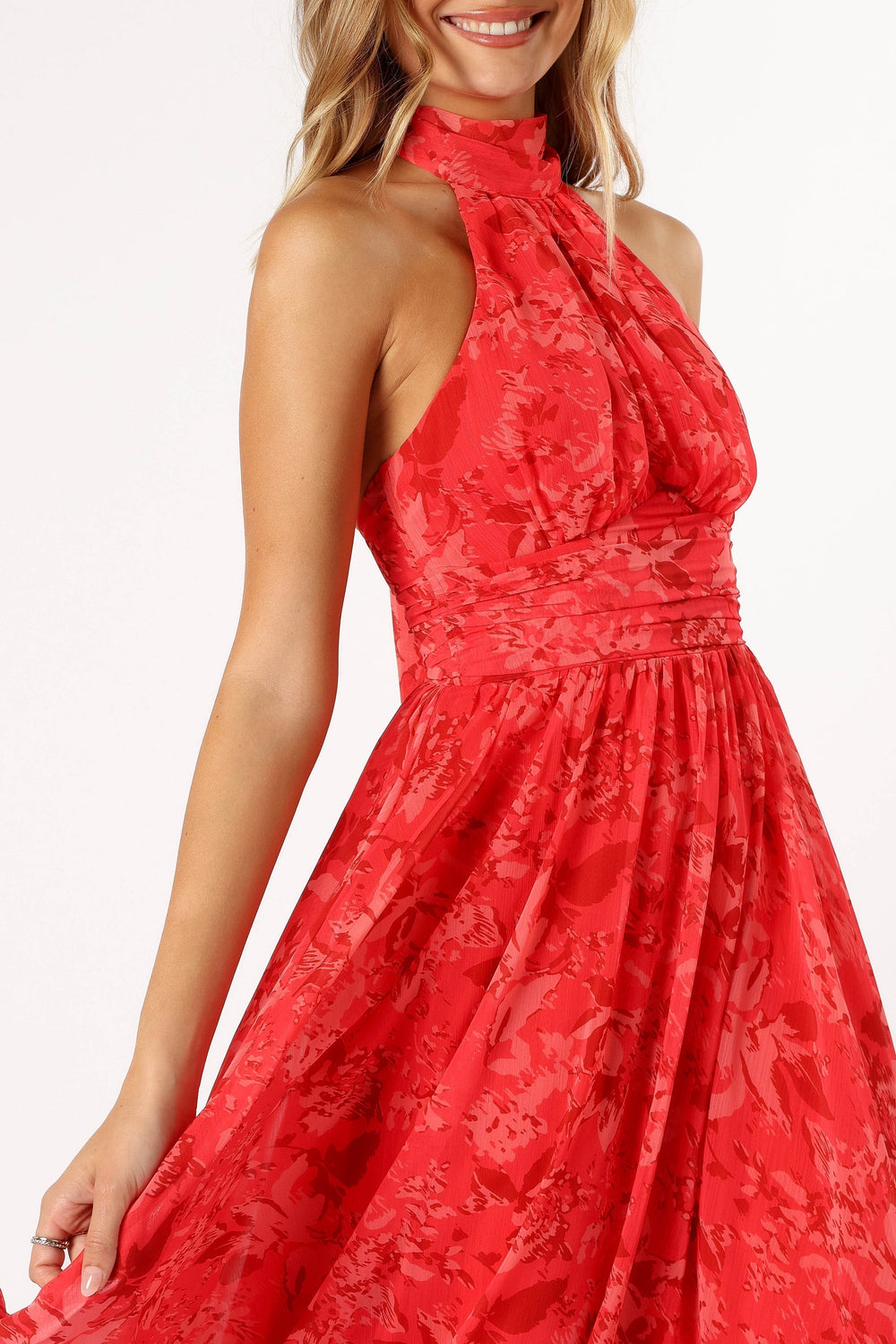 Petal and Pup USA DRESSES Primrose Halterneck Maxi Dress - Red Floral