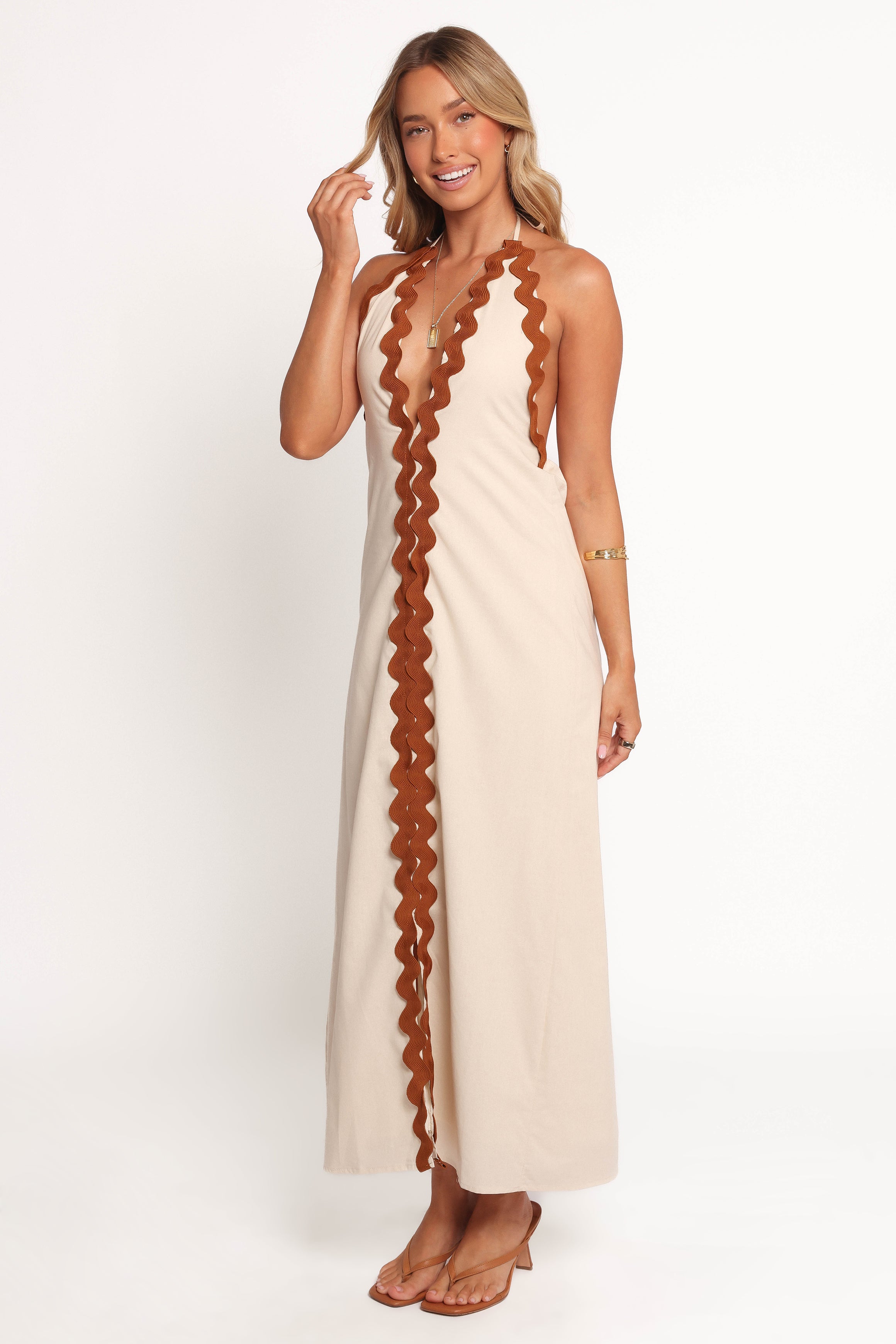 Petal and Pup USA DRESSES Quinley Maxi Dress - Brown/Cream