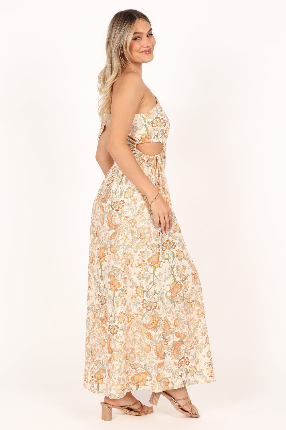 Tan floral maxi dress Clearance