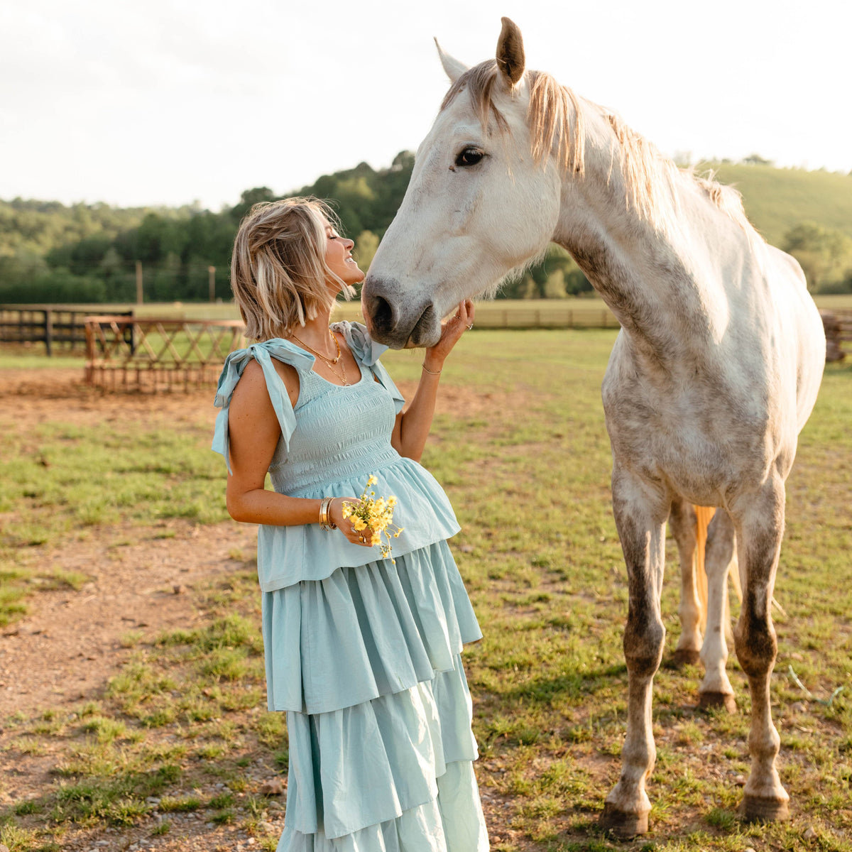 petal and pup light blue dress Brooklyn Mini Dress - Blue Floral main image 1
