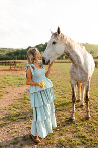 Petal and Pup USA DRESSES Raphael Tiered Maxi Dress - Blue