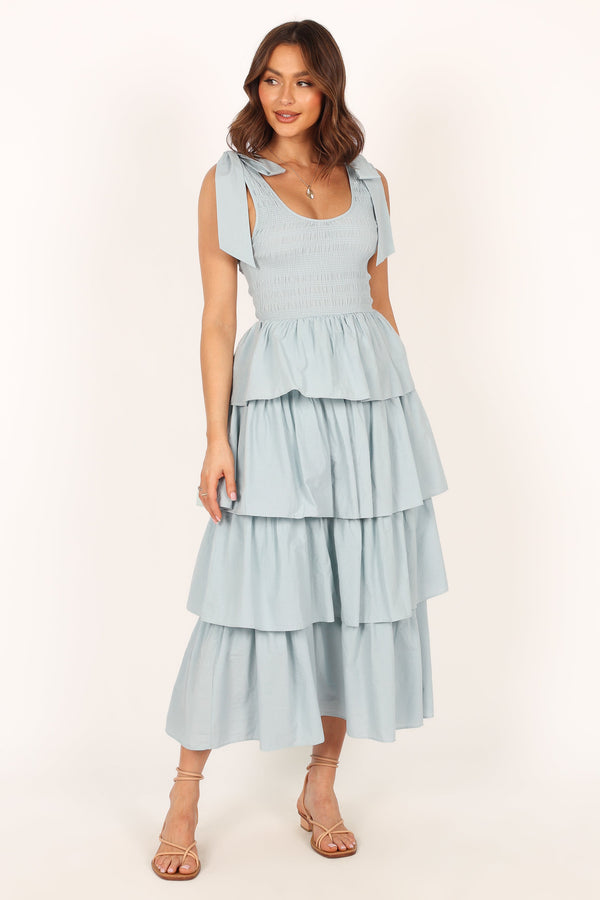 Petal and Pup USA DRESSES Raphael Tiered Maxi Dress - Blue