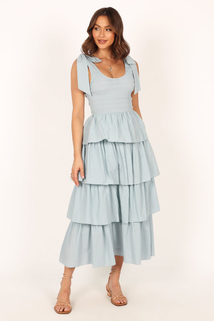 Tiered Long Dress Forage Stone Blue