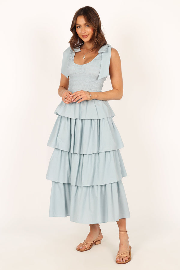 Petal and Pup USA DRESSES Raphael Tiered Maxi Dress - Blue