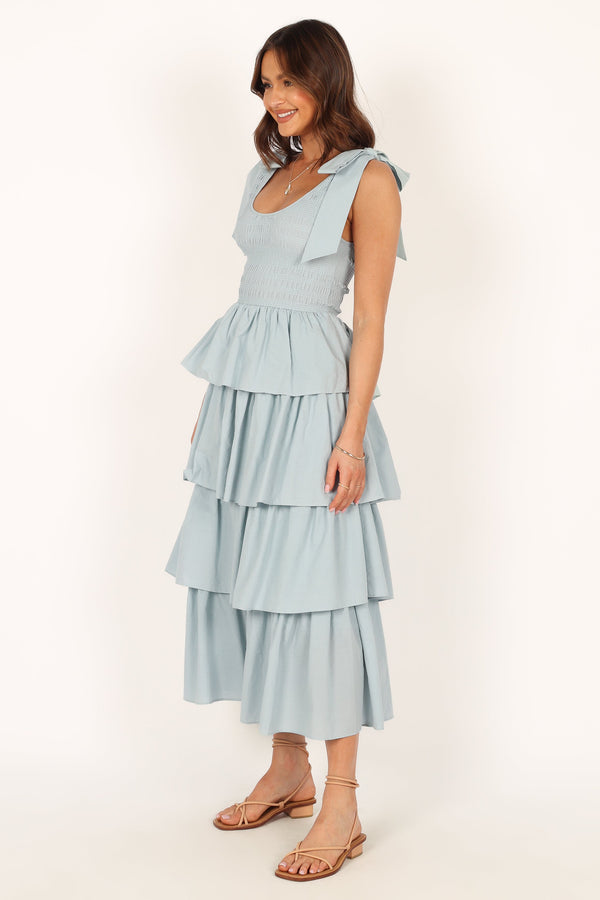 Petal and Pup USA DRESSES Raphael Tiered Maxi Dress - Blue