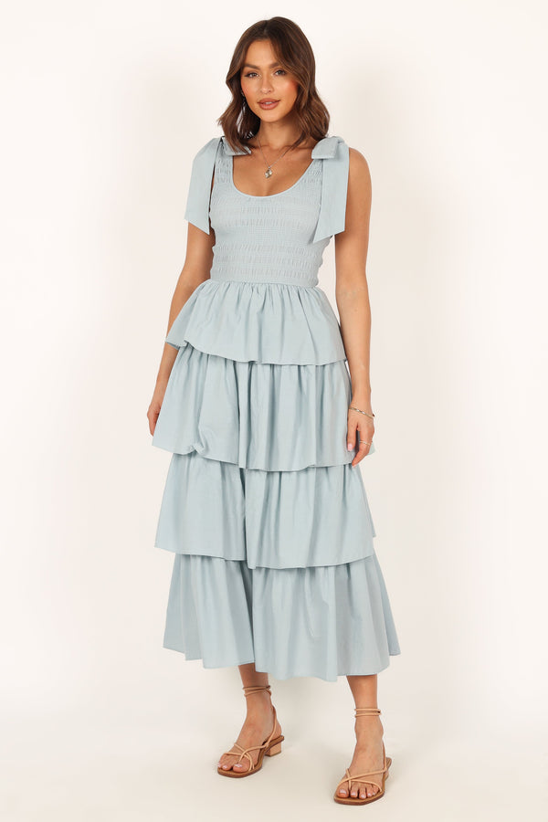 Petal and Pup USA DRESSES Raphael Tiered Maxi Dress - Blue