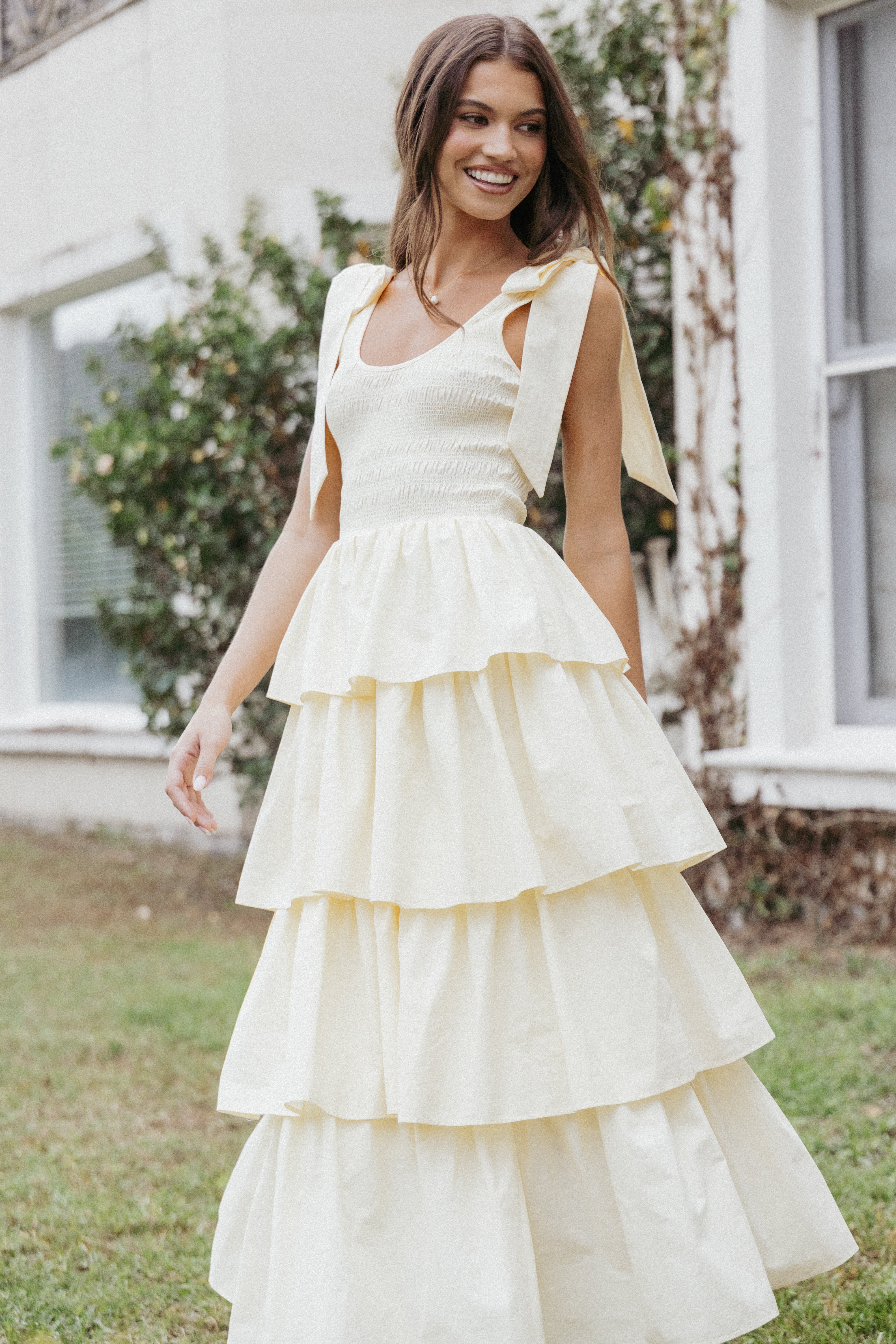 Petal and Pup USA DRESSES Raphael Tiered Maxi Dress - Yellow