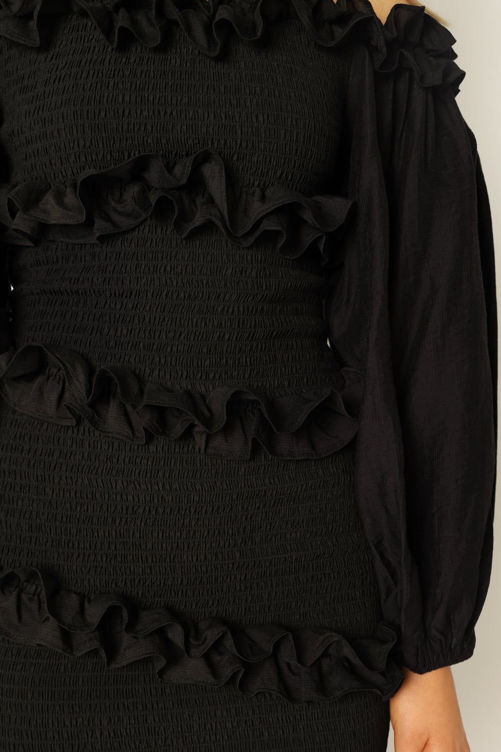 Petal and Pup USA DRESSES Reba Off Shoulder Mini Dress - Black