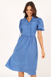 Petal and Pup USA DRESSES Rebekkah Midi Dress - Dusty Blue