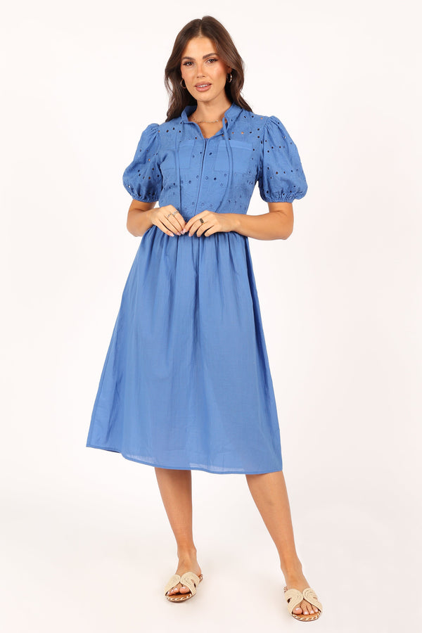 Petal and Pup USA DRESSES Rebekkah Midi Dress - Dusty Blue