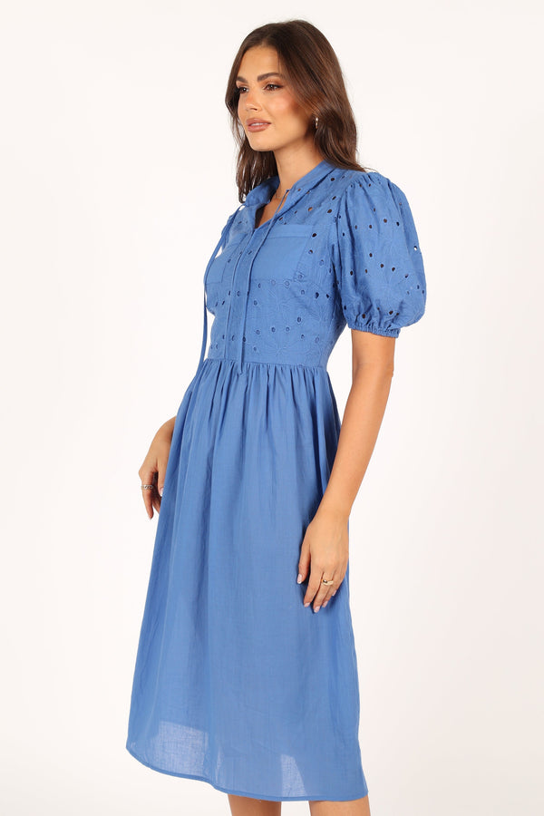 Petal and Pup USA DRESSES Rebekkah Midi Dress - Dusty Blue