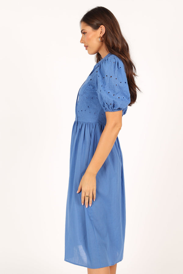 Petal and Pup USA DRESSES Rebekkah Midi Dress - Dusty Blue