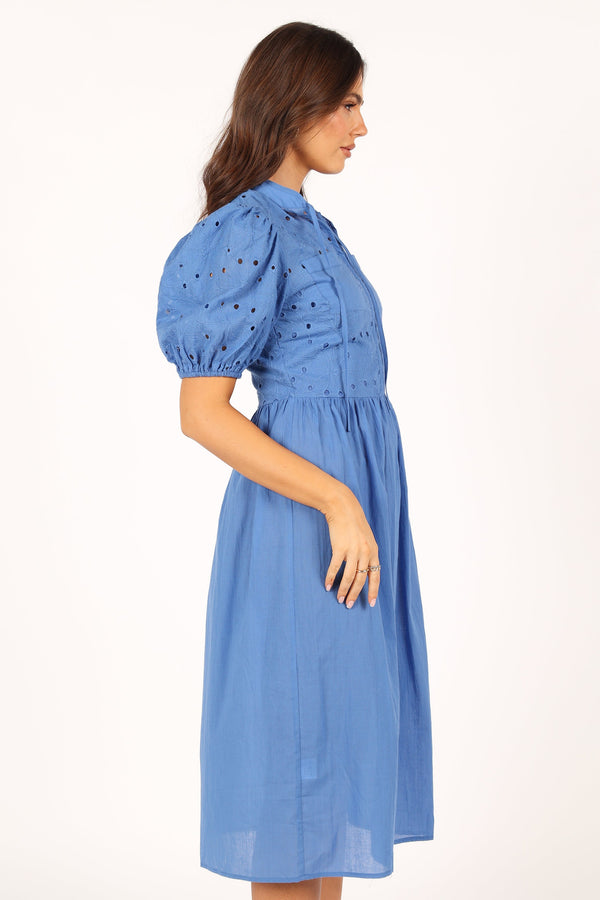 Petal and Pup USA DRESSES Rebekkah Midi Dress - Dusty Blue