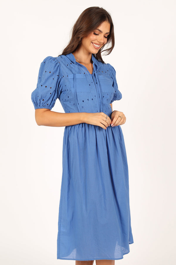 Petal and Pup USA DRESSES Rebekkah Midi Dress - Dusty Blue