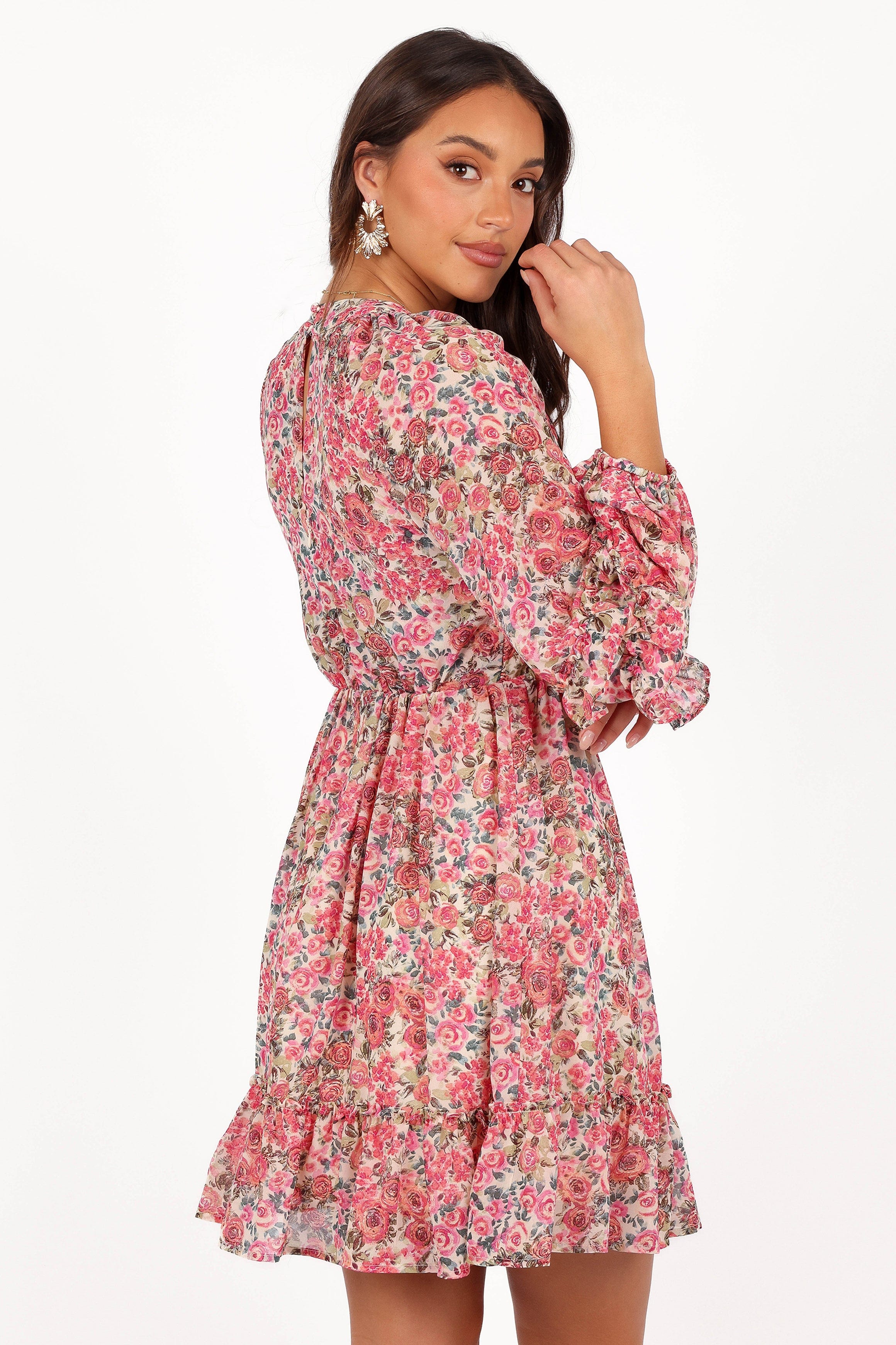 Petal and Pup USA DRESSES Reese Long Sleeve Mini Dress - Pink Floral