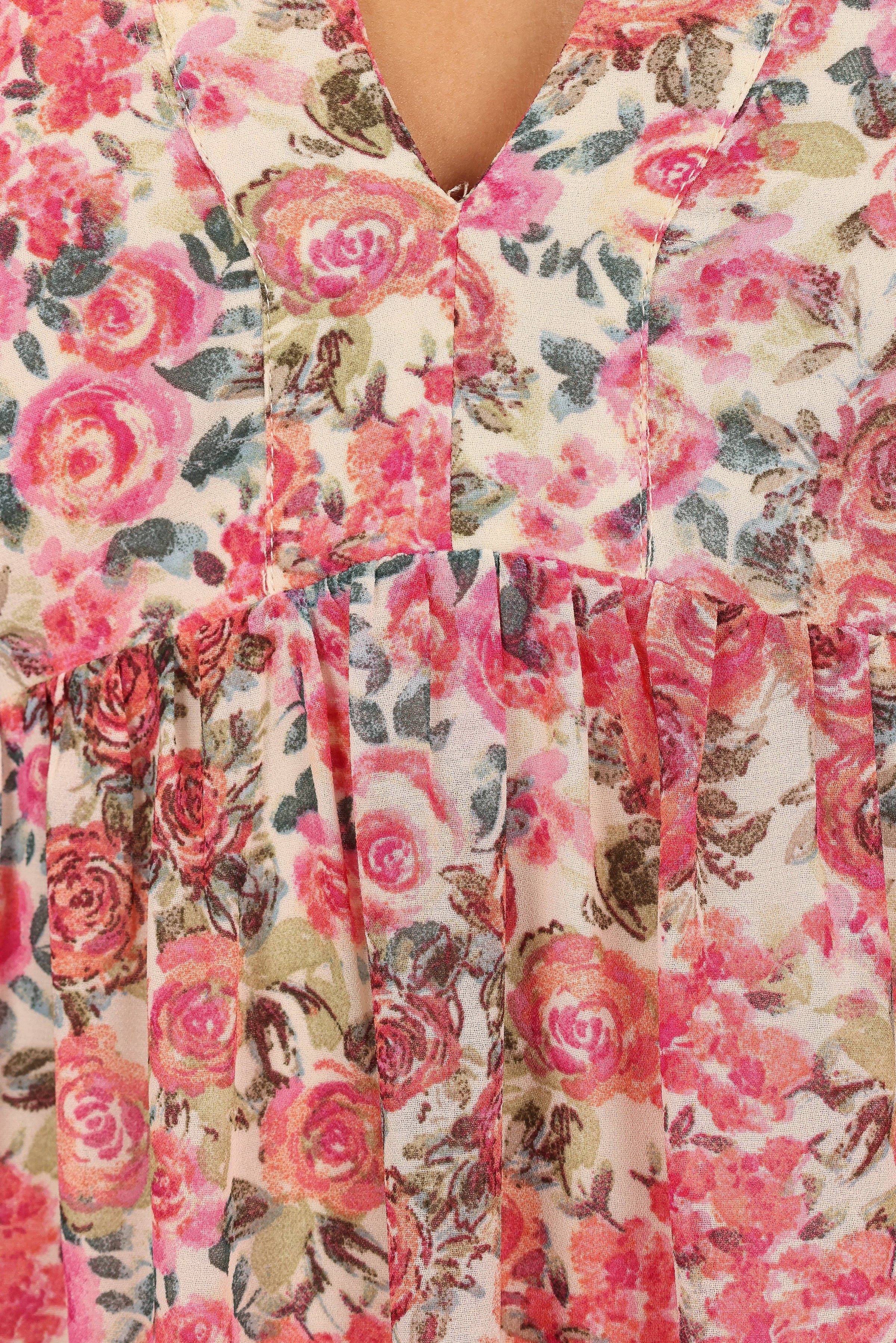 Petal and Pup USA DRESSES Reese Long Sleeve Mini Dress - Pink Floral