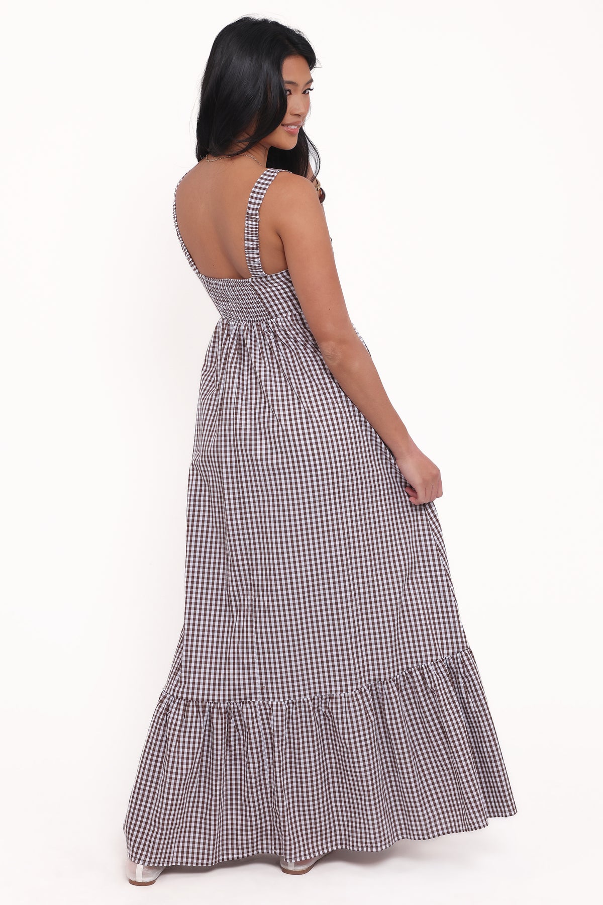 Reid Maxi Dress - Brown Gingham | Petal & Pup USA Reid Maxi Dress - Brown Gingham | Petal & Pup USA