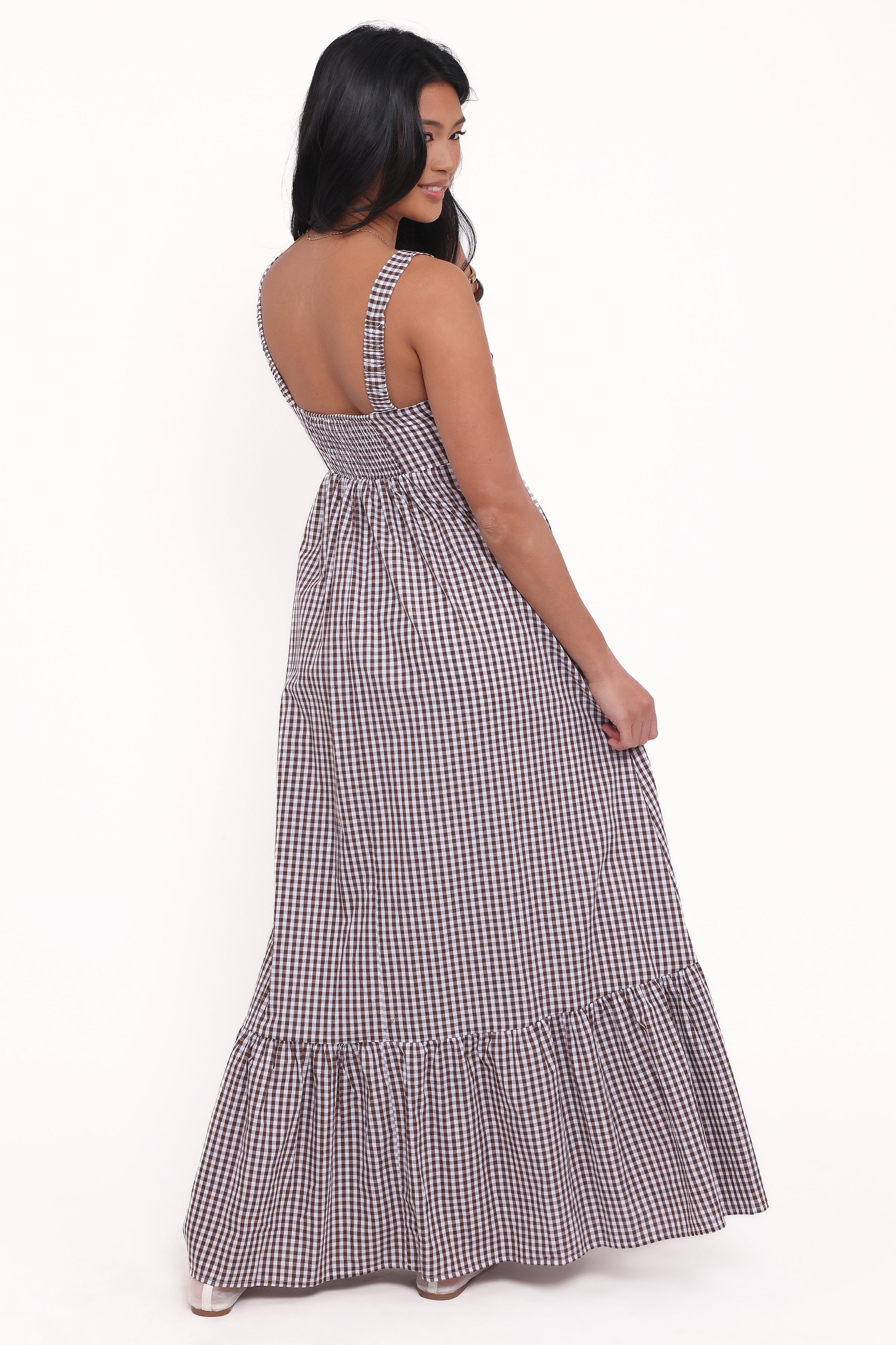 Petal and Pup USA DRESSES Reid Maxi Dress - Brown Gingham