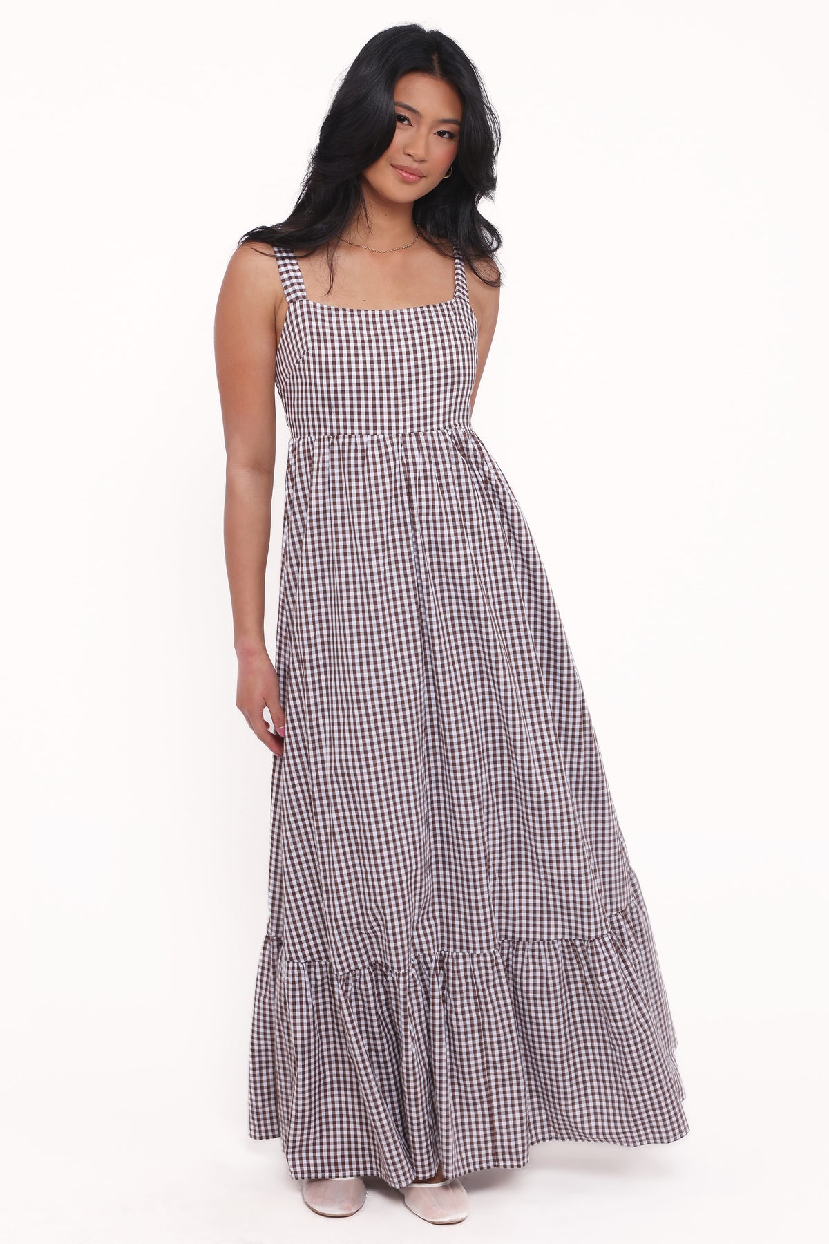 gingham dress brown Reid Maxi Dress