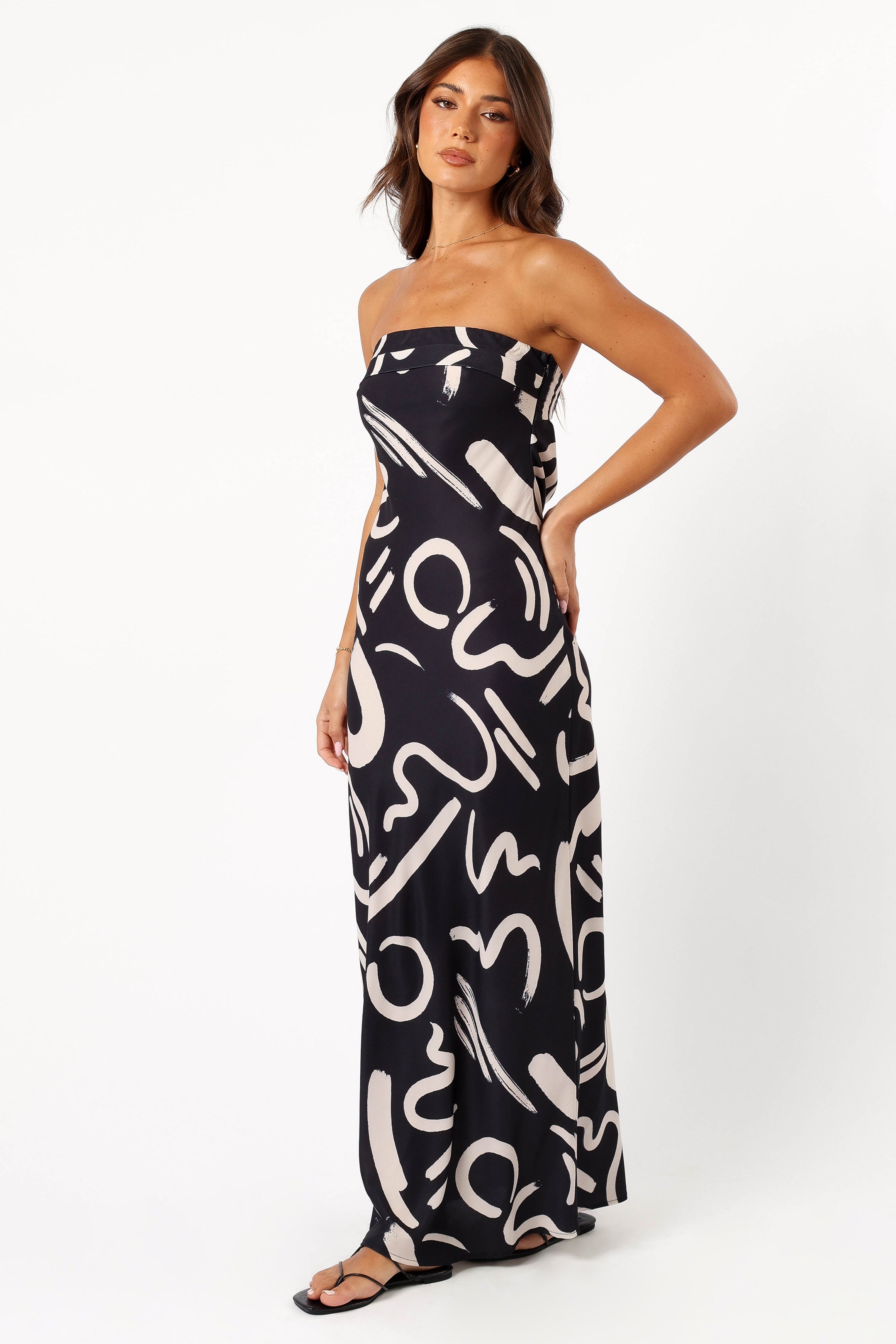 Petal and Pup USA DRESSES Remmie Strapless Maxi Dress - Black/White