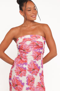 Petal and Pup USA DRESSES Remmie Strapless Maxi Dress - Pink Floral