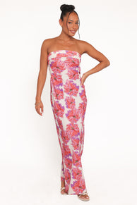 Petal and Pup USA DRESSES Remmie Strapless Maxi Dress - Pink Floral