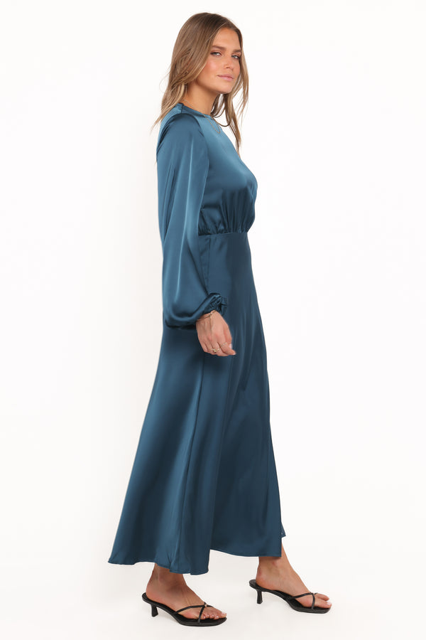 Petal and Pup USA DRESSES Remora Long Sleeve Midi Dress - Teal