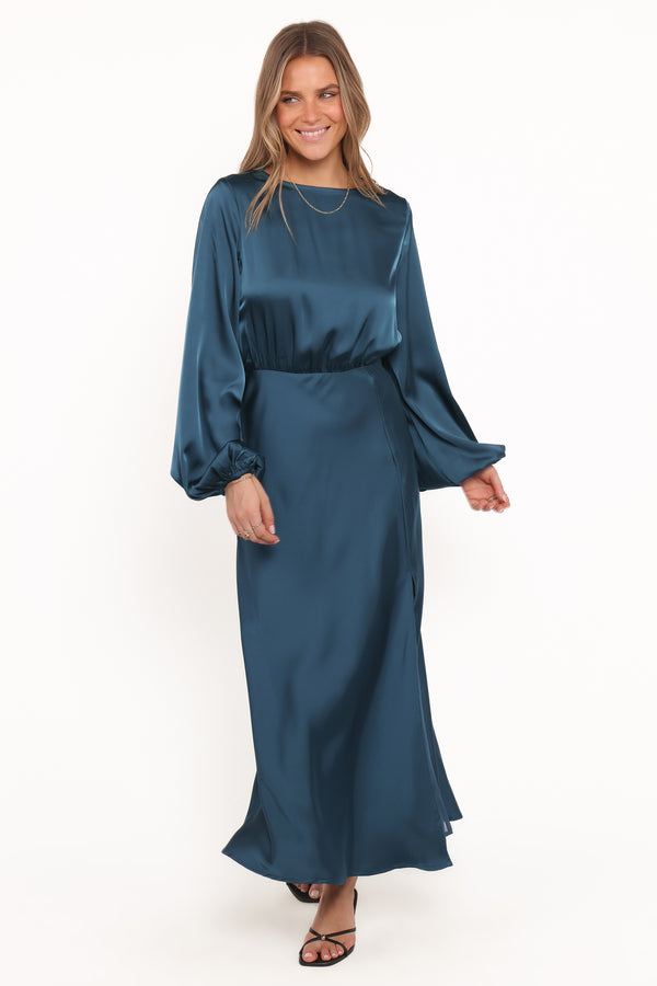 Petal and Pup USA DRESSES Remora Long Sleeve Midi Dress - Teal