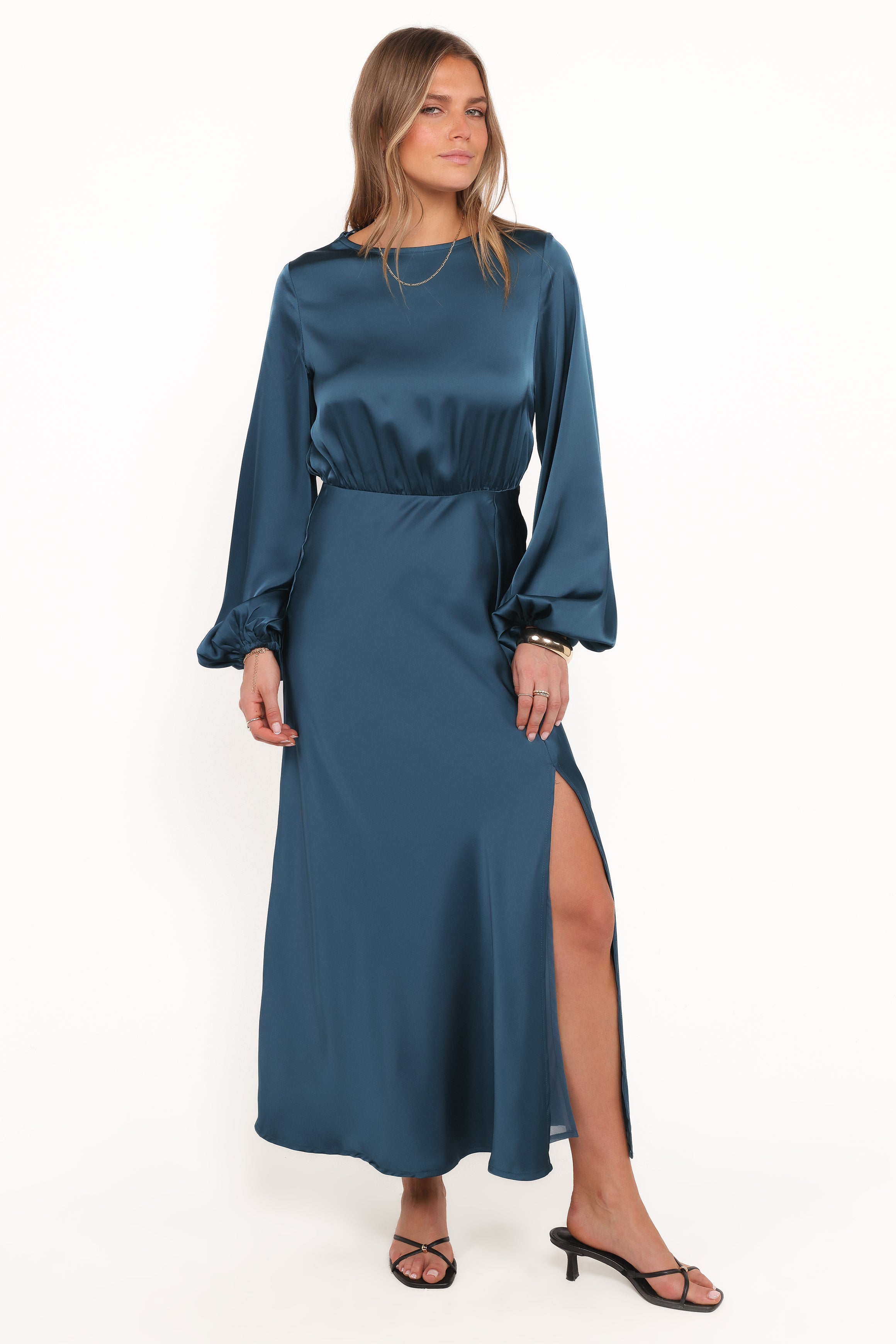 Petal and Pup USA DRESSES Remora Long Sleeve Midi Dress - Teal