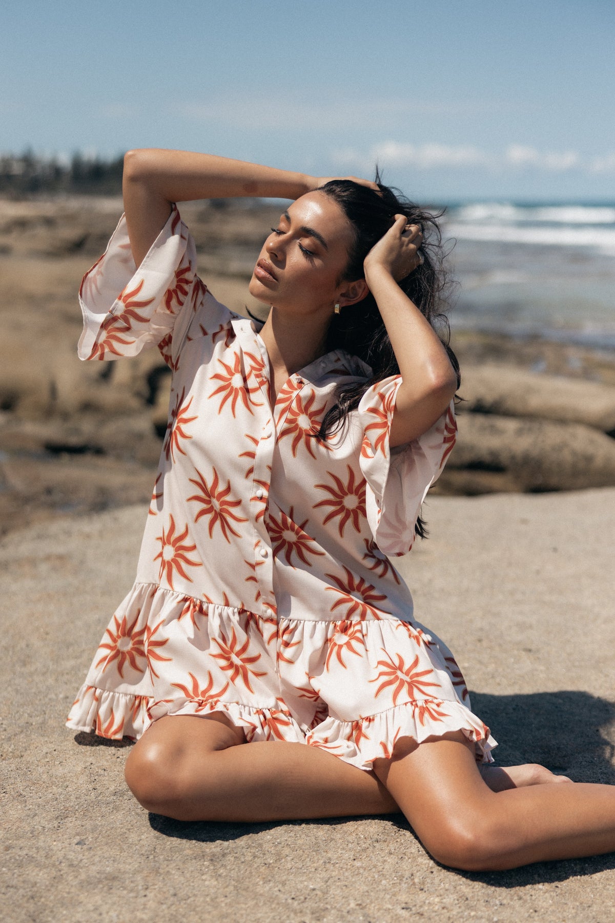 soleil long sleeve dress Soleil long Dress with Ruffles Sleeves