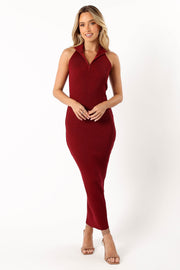 Petal and Pup USA DRESSES Renee Highneck Midi Dress - Red