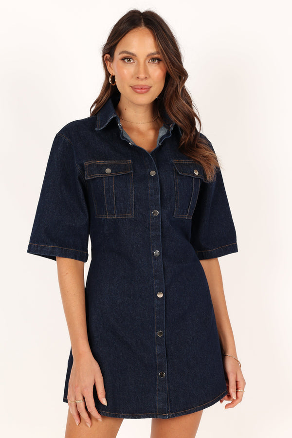 Petal and Pup USA DRESSES Rev Mini Dress - Dark Denim