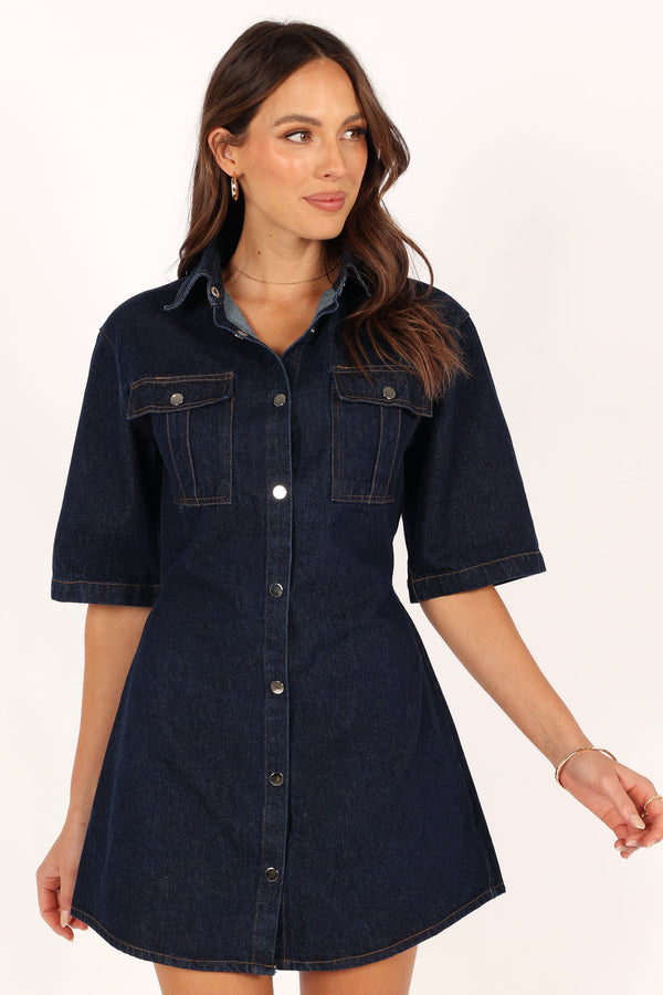 Petal and Pup USA DRESSES Rev Mini Dress - Dark Denim