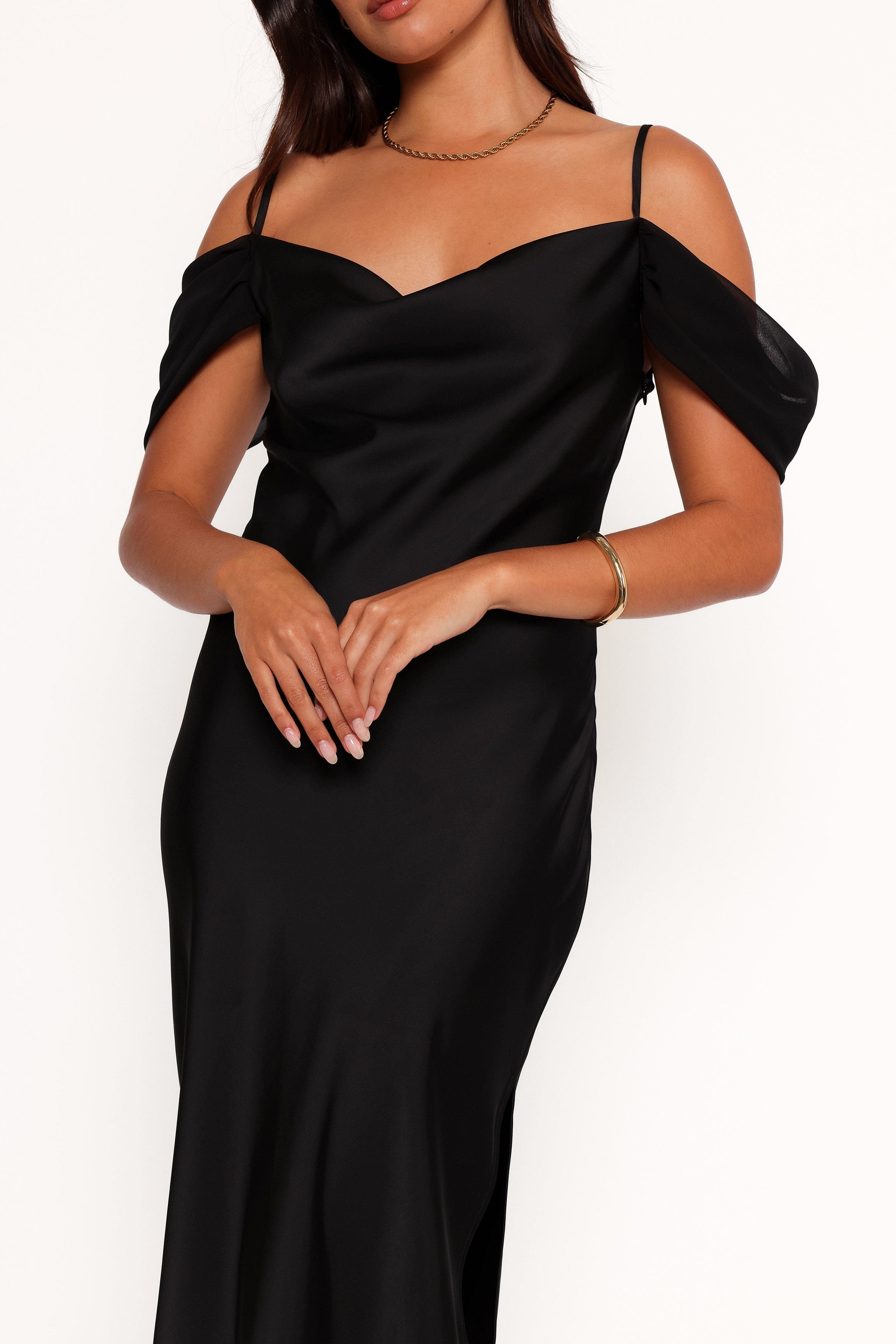 Petal and Pup USA DRESSES Reyna Off Shoulder Maxi Dress - Black (Hold for Rack)
