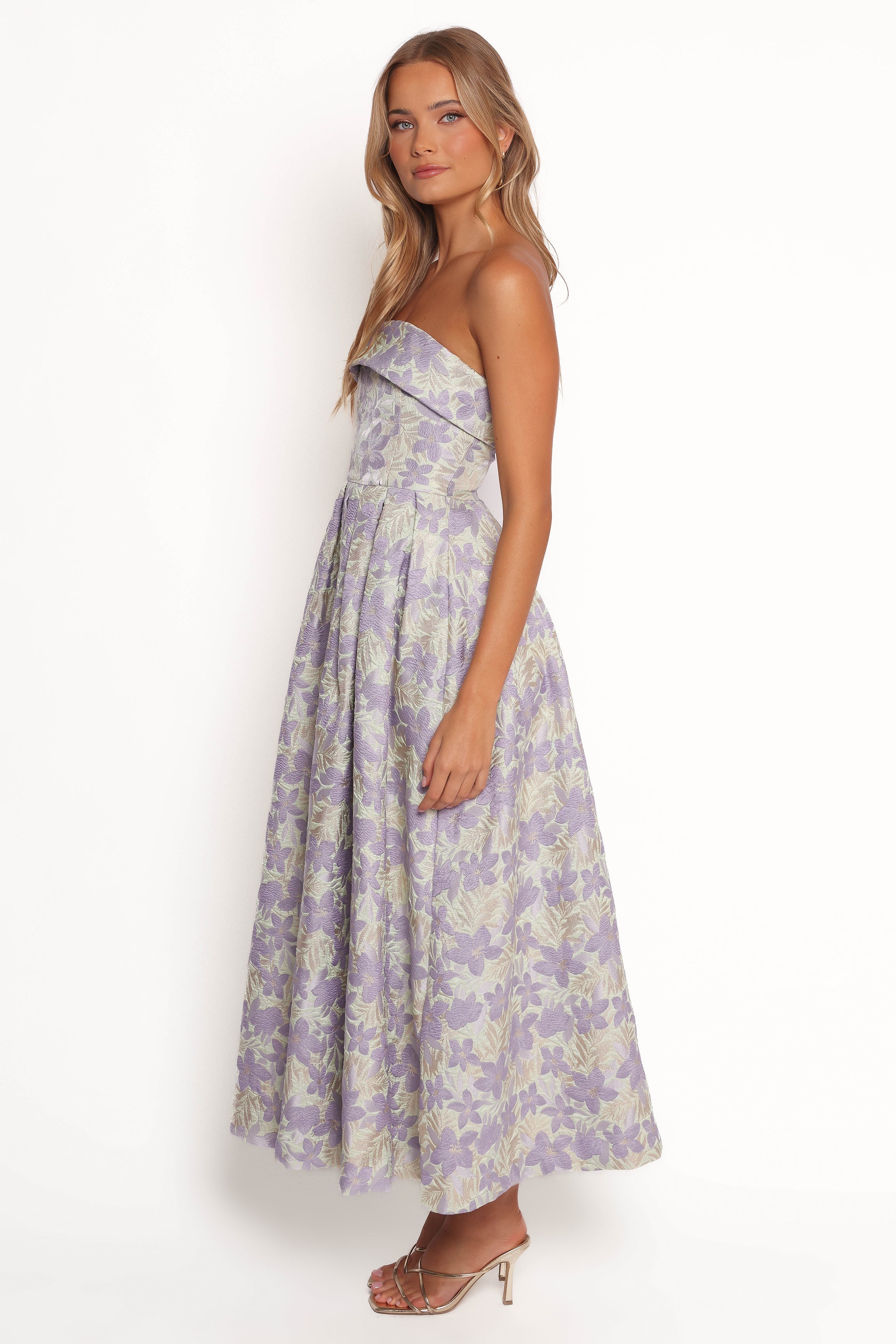 Petal and Pup USA DRESSES Rhea Strapless Midi Dress - Sage Floral