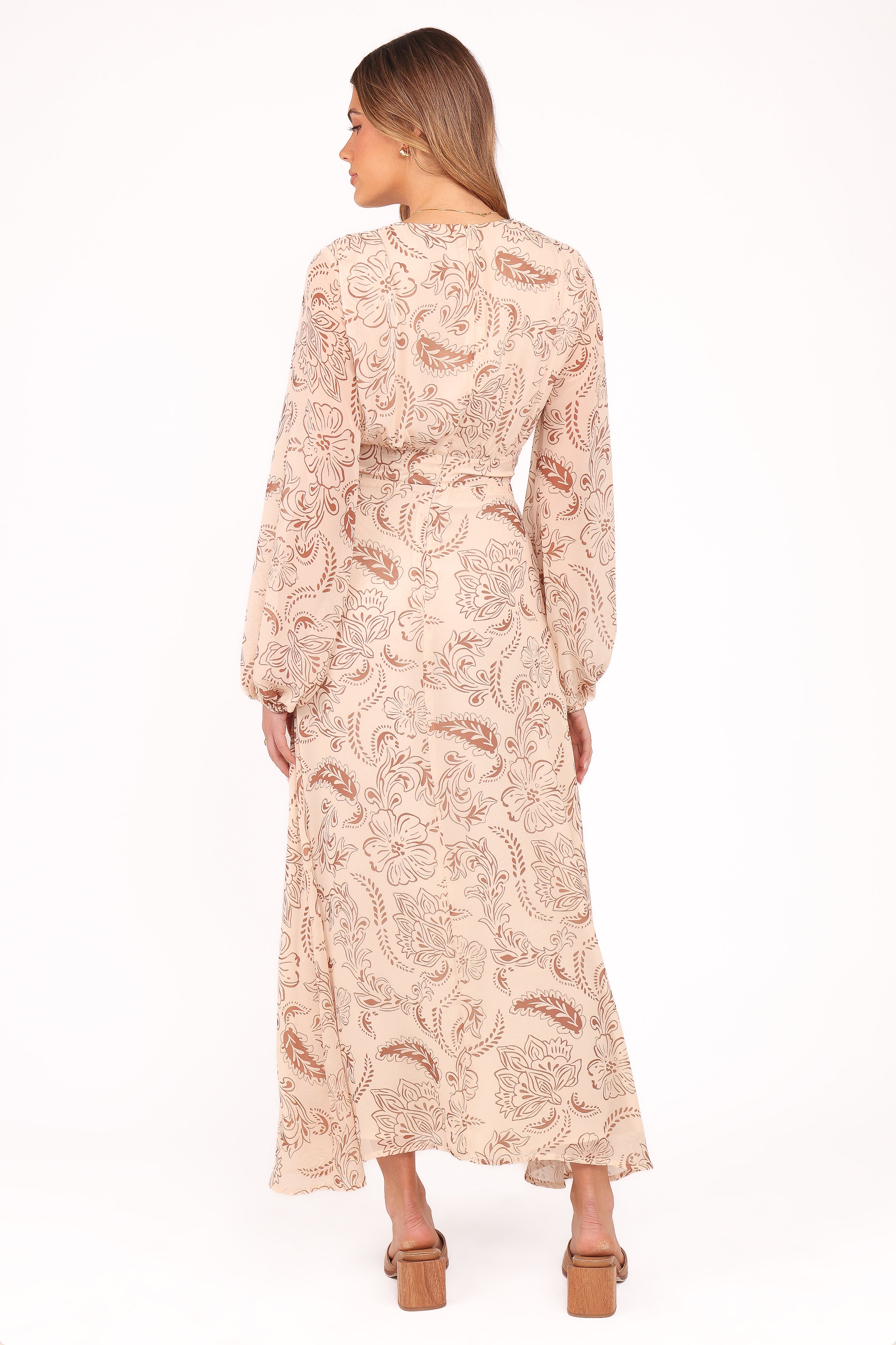 Petal and Pup USA DRESSES Riba Midi Dress - Brown Paisley