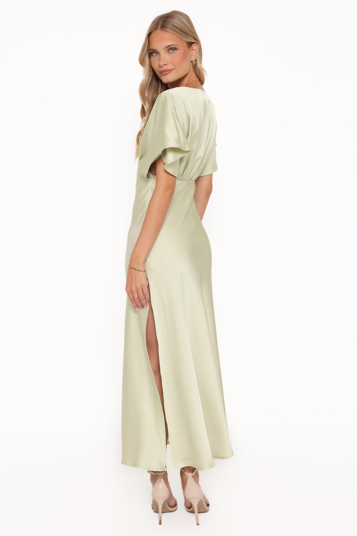 blush green dress Berylove Women Sage Green Maxi Bridesmaid Dress with Pleated Halter Chiffon A Line Wedding Party Guest Dress, Dusty Sage / US10