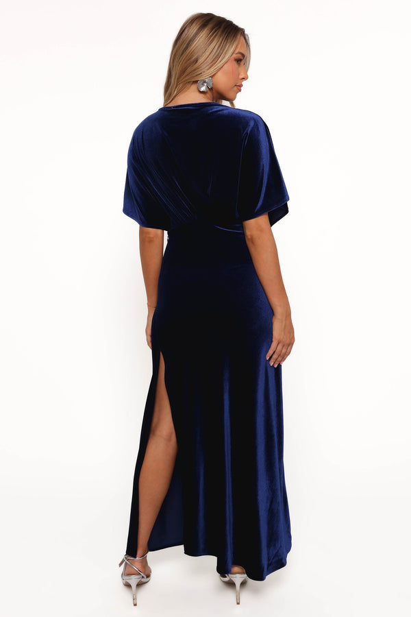 Cece Velvet Long Sleeve Maxi Dress - Midnight Blue