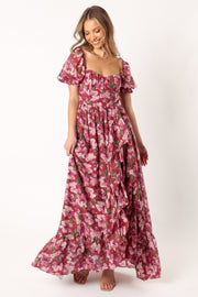 Rita Tiered Maxi Dress - Berry Floral - Petal & Pup USA