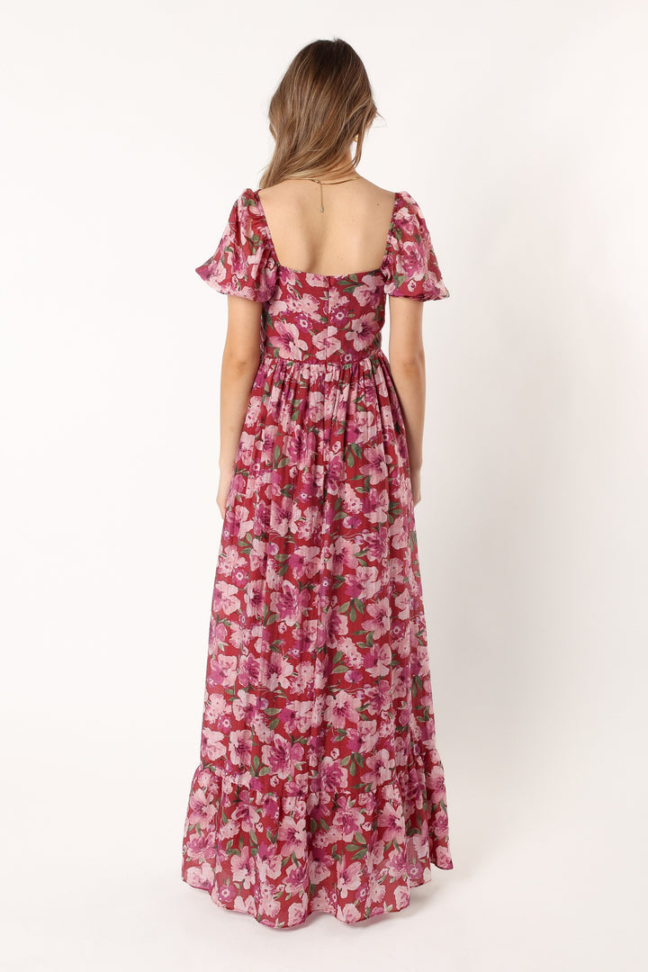 Rita Tiered Maxi Dress - Berry Floral - Petal & Pup USA