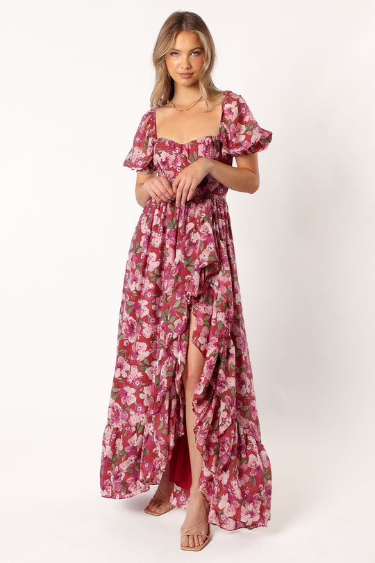 Rita Tiered Maxi Dress - Berry Floral - Petal & Pup USA