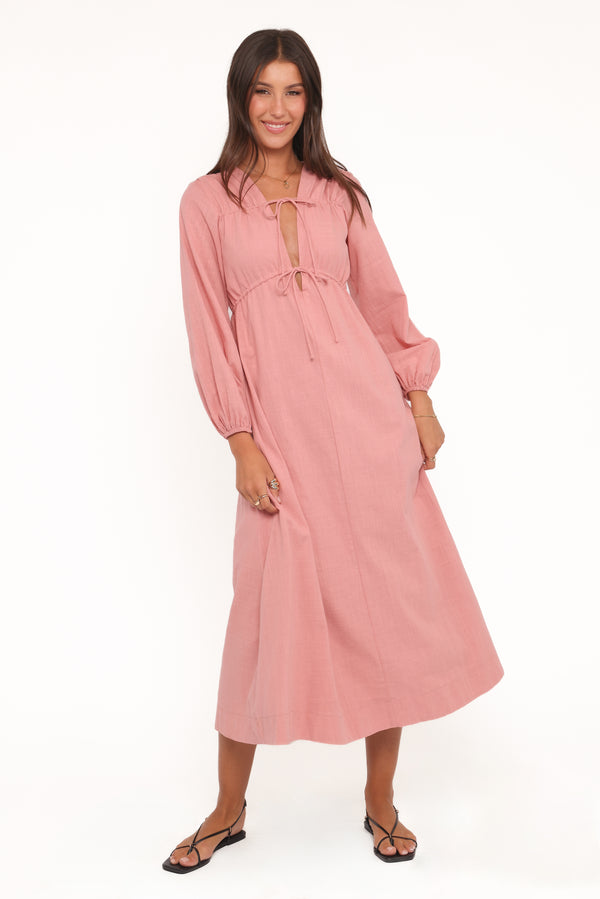 Petal and Pup USA DRESSES Riven Long Sleeve Maxi Dress - Pink