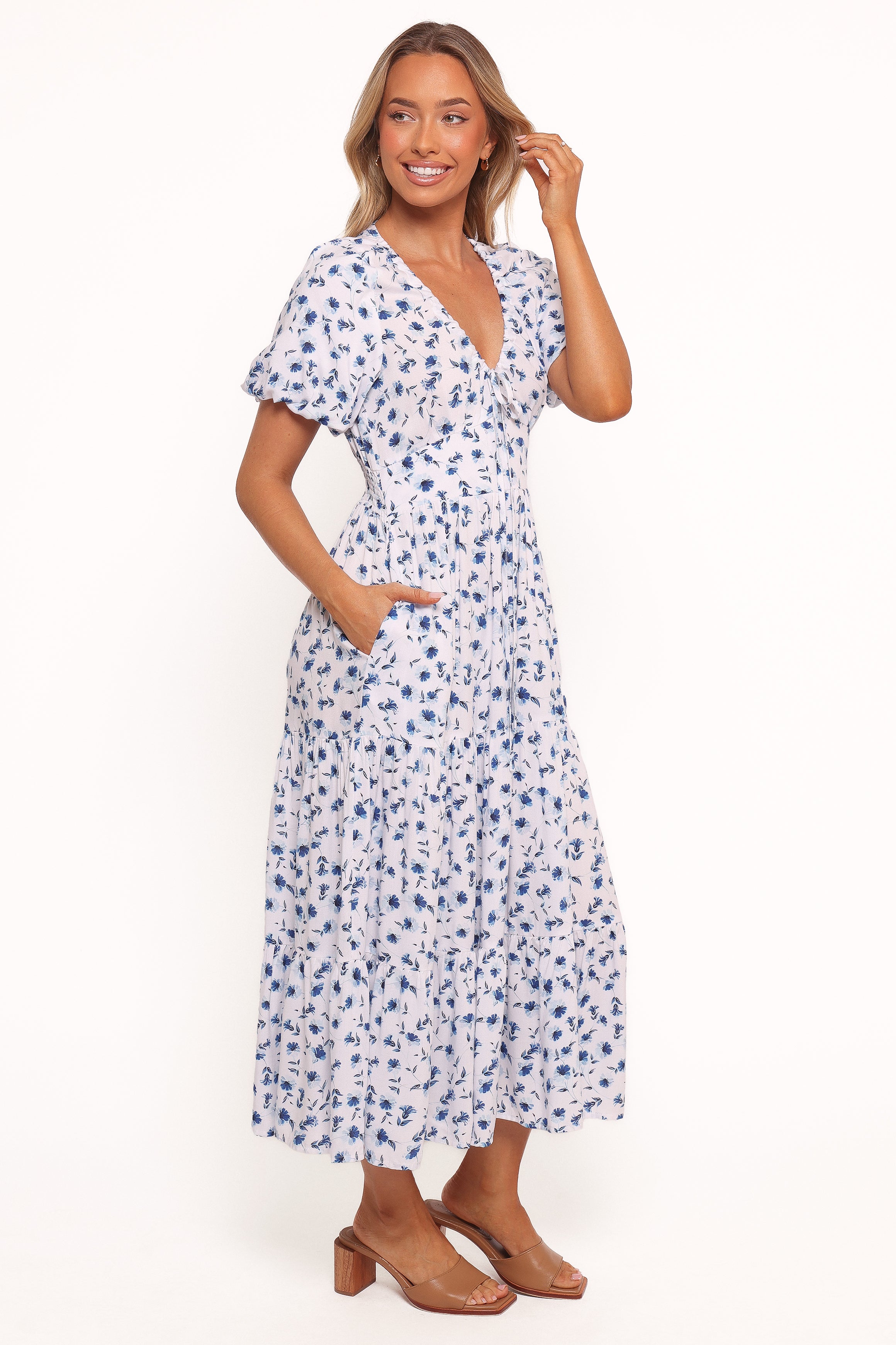 Petal and Pup USA DRESSES Roberts Maxi Dress - Blue Ditsy Floral