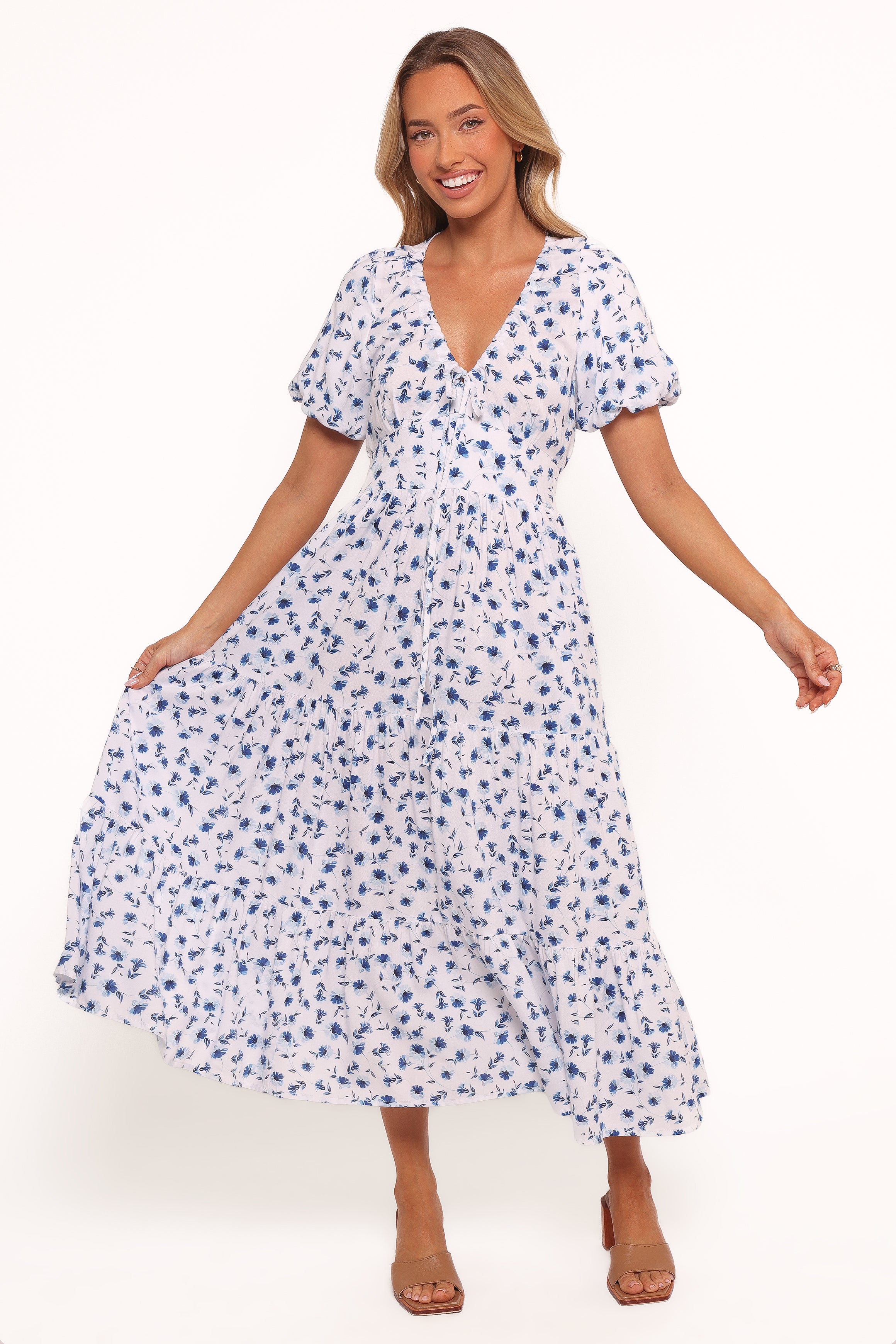 Petal and Pup USA DRESSES Roberts Maxi Dress - Blue Ditsy Floral