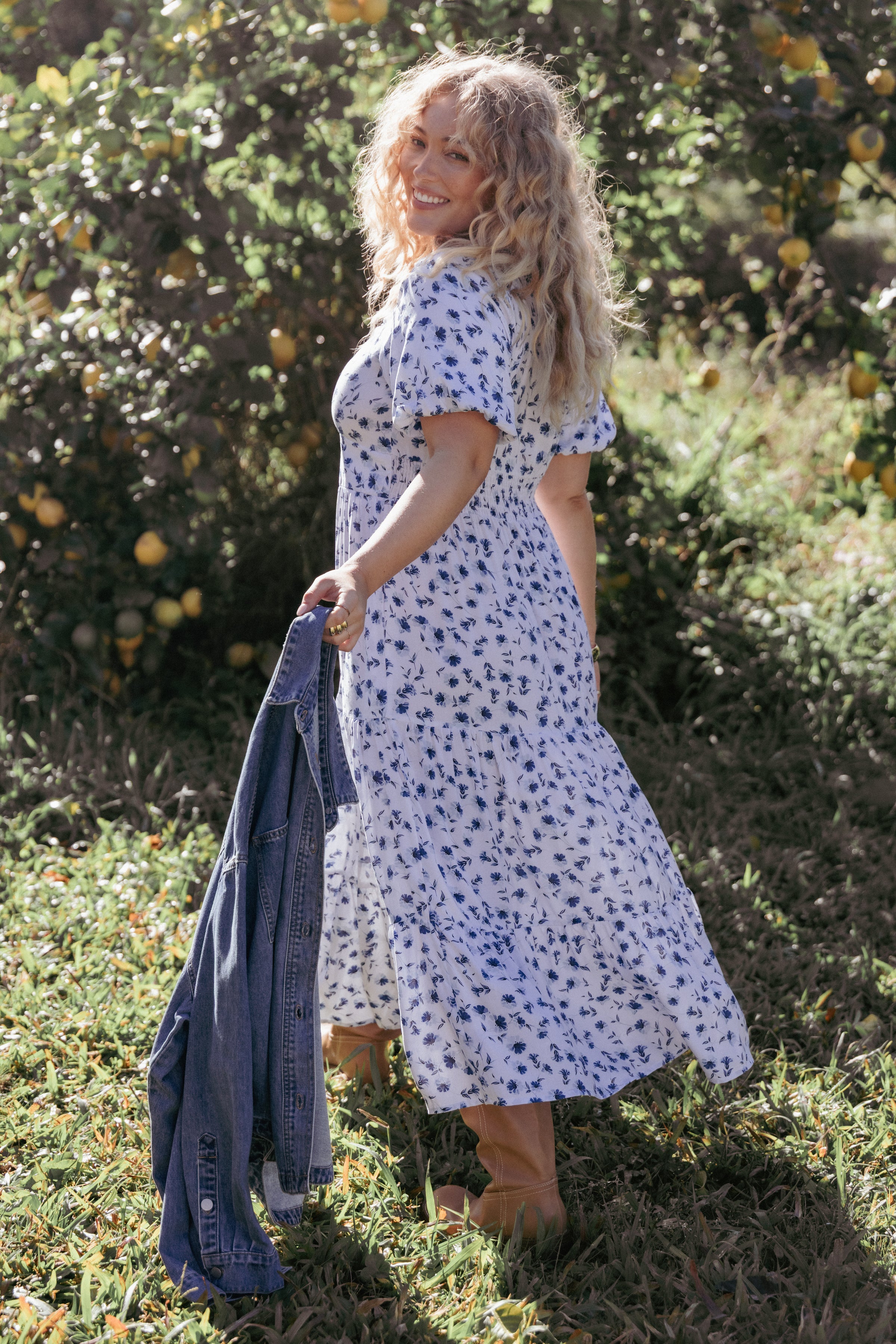 Petal and Pup USA DRESSES Roberts Maxi Dress - Blue Ditsy Floral